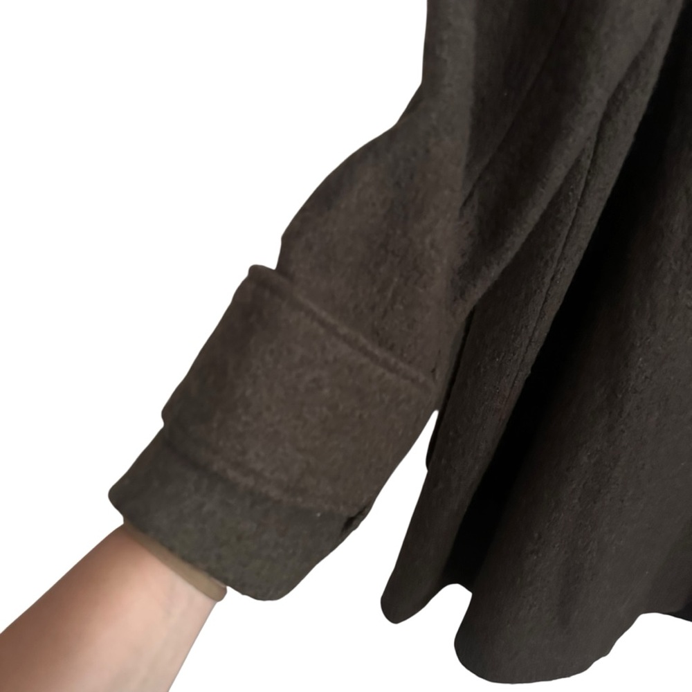 Jones NY Dark Green Wool Blend Button Up Trench Hooded Coat Size XL - Picture 7 of 8